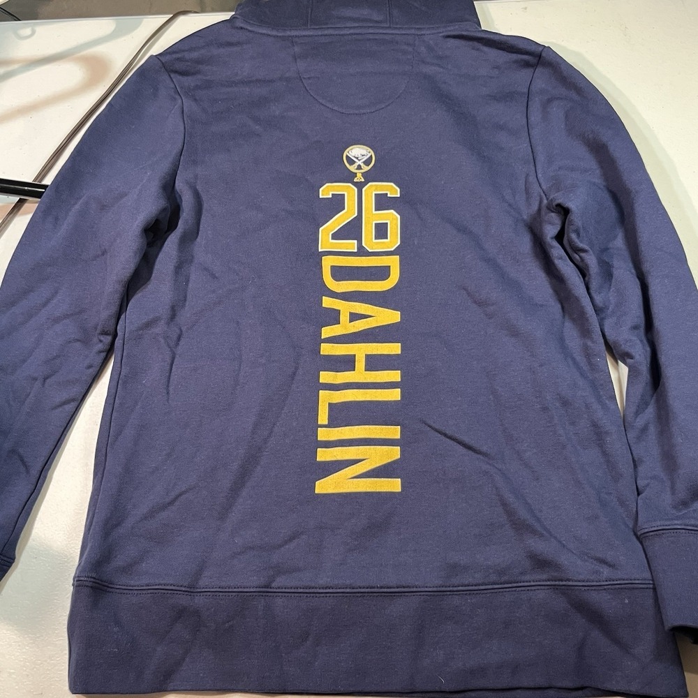 NWT Women's Fanatics Navy Blue Buffalo Sabres Hoodie Retro Logo 26 Dahlin - Picture 7 of 7